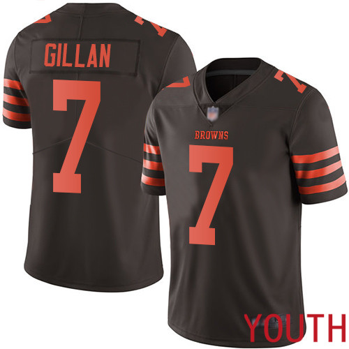 Cleveland Browns Jamie Gillan Youth Brown Limited Jersey #7 NFL Football Rush Vapor Untouchable->youth nfl jersey->Youth Jersey